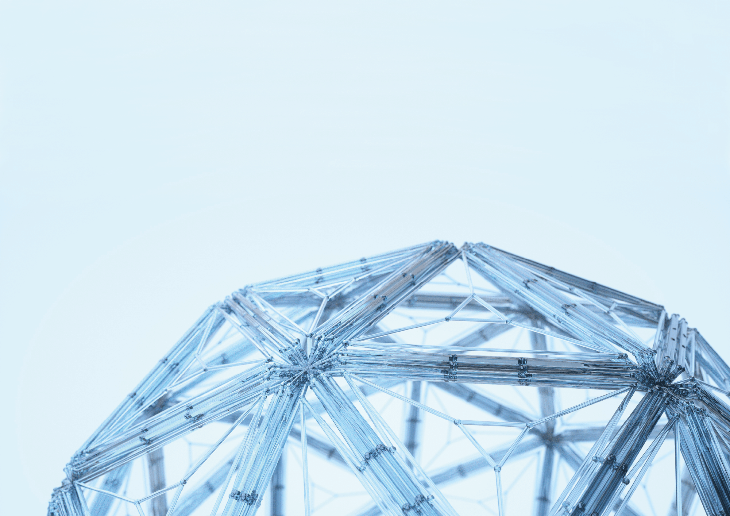 Digital generated image of net structured data sphere made out of glass against blue background.