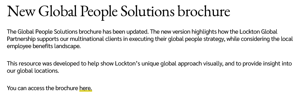 New Global People Solutions brochure The Global People Solutions brochure has been updated. The new version highlight...