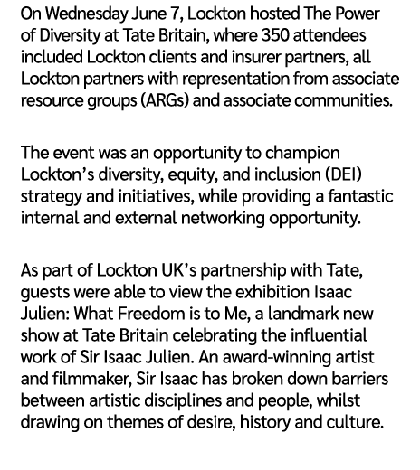 On Wednesday June 7, Lockton hosted The Power of Diversity at Tate Britain, where 350 attendees included Lockton clie...