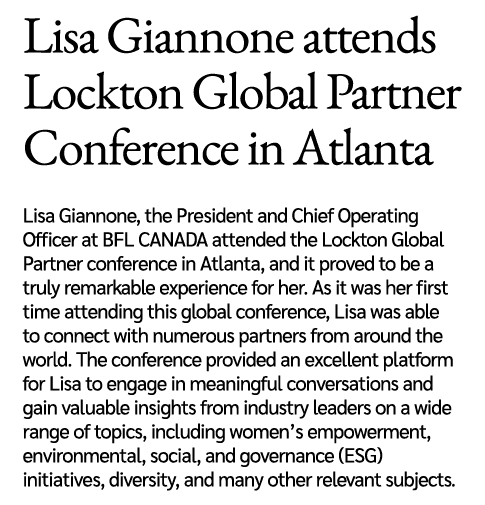 Lisa Giannone attends Lockton Global Partner Conference in Atlanta Lisa Giannone, the President and Chief Operating O...