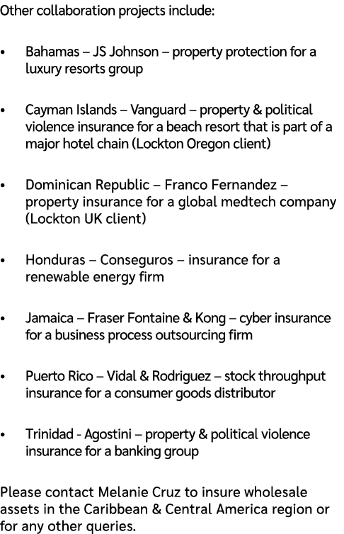 Other collaboration projects include: • Bahamas – JS Johnson – property protection for a luxury resorts group • Cayma...