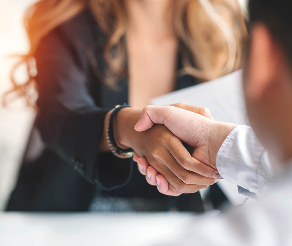 Businesswoman handshake and business people. Successful business concept.